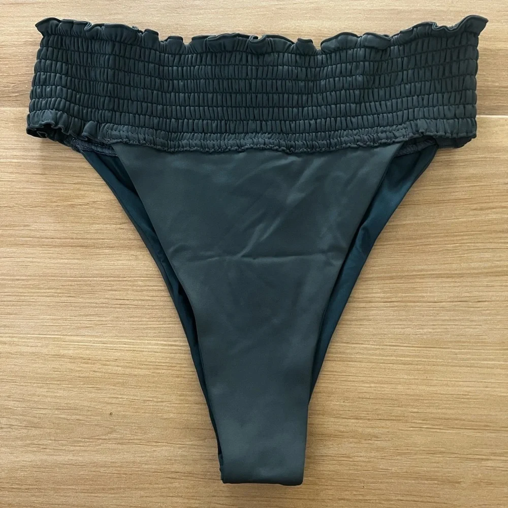Agua Bendita Tessa Cheeky Bikini Bottom in Teal Green Womens Size XL NWT